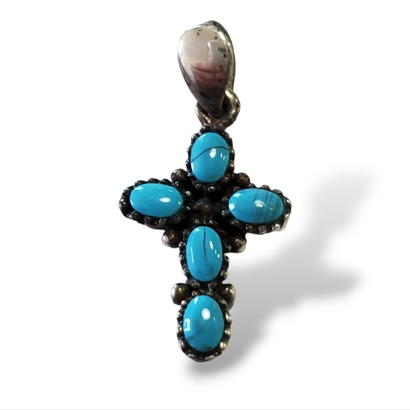 Jewelry - Sterling Turquoise Cross Pendant